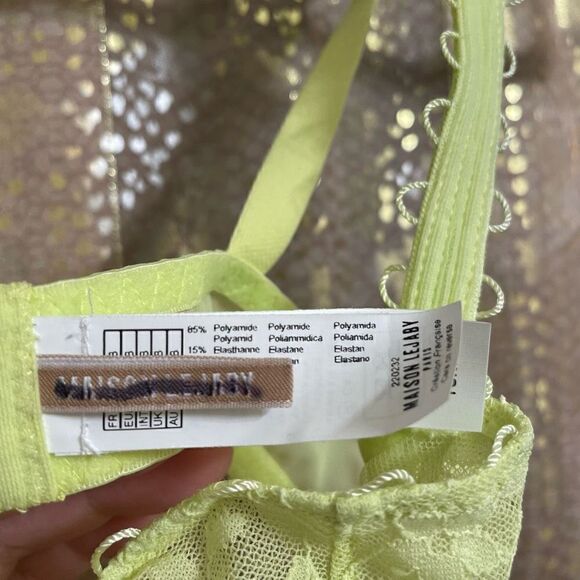 Maison Lejaby Miss Top Half Cup Bra Sunny Neon Yellow Green 32B NWOT - Picture 6 of 11